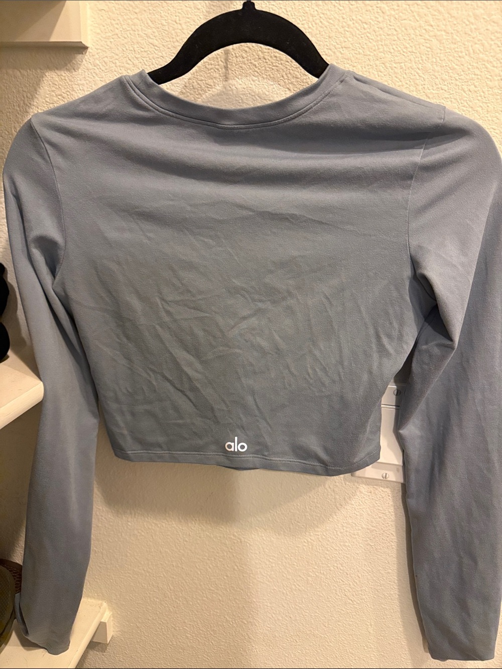 ALO Yoga Cropped Long Sleeve Top in Slate Blue